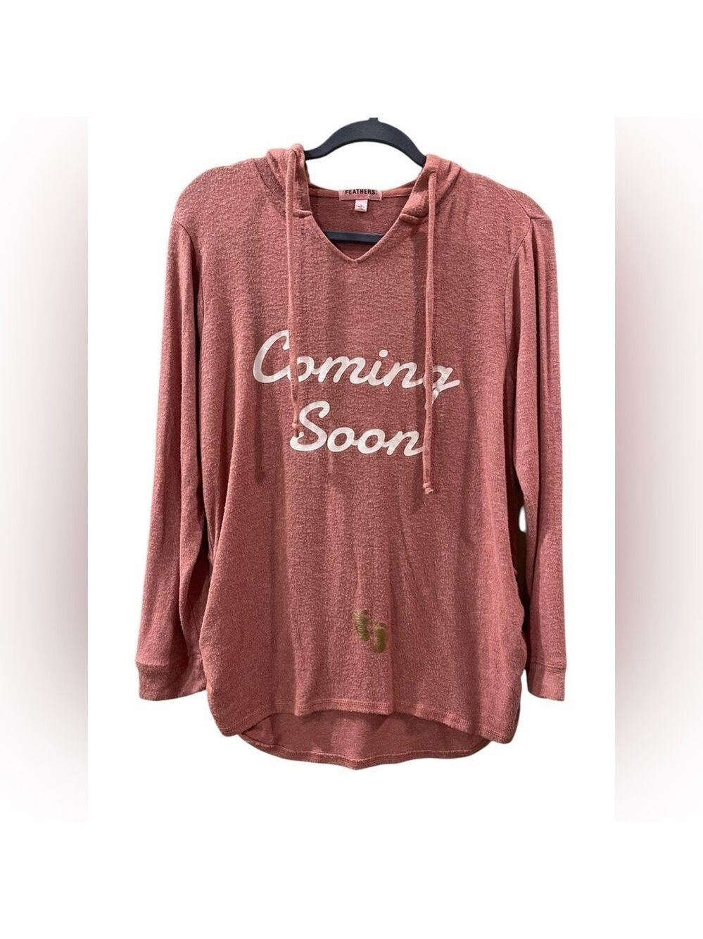 Feathers Maternity Women’s Pregnant Pullover Shirt With Hood Size: Large